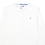 DIESEL Mens White Long Sleeve Plain Polo Shirt M Cotton Blend Casual