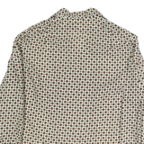 Womens Cream Brown Printed Button Down Long Sleeve Shirt M