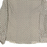 Womens Cream Brown Printed Button Down Long Sleeve Shirt M