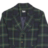 MODIANO Womens Blue & Green Check Blazer S Polyester Blend Woven Tailored Button