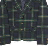 MODIANO Womens Blue & Green Check Blazer S Polyester Blend Woven Tailored Button