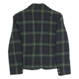 MODIANO Womens Blue & Green Check Blazer S Polyester Blend Woven Tailored Button