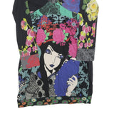 DESIGUAL Womens Black Cotton Blend Day Dress Floral Print Long Sleeve Size S