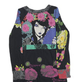 DESIGUAL Womens Black Cotton Blend Day Dress Floral Print Long Sleeve Size S