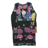 DESIGUAL Womens Black Cotton Blend Day Dress Floral Print Long Sleeve Size S