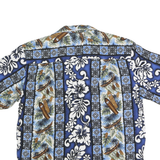 RJC Mens Blue Hawaiian Cotton Shirt S Tropical Print Resort Style Casual