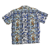 RJC Mens Blue Hawaiian Cotton Shirt S Tropical Print Resort Style Casual