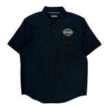 Harley Davidson Short Sleeve Shirt - XL Black Cotton Blend