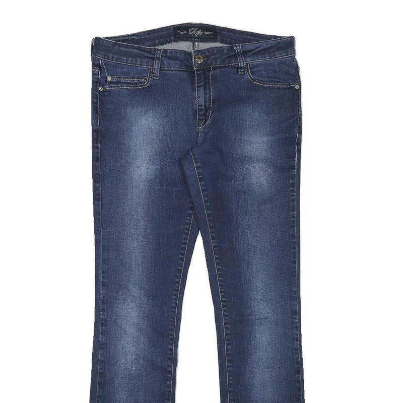 RIFLE Womens Slim Blue Denim Cotton Blend Jeans W30 L29 Classic Zip Waist