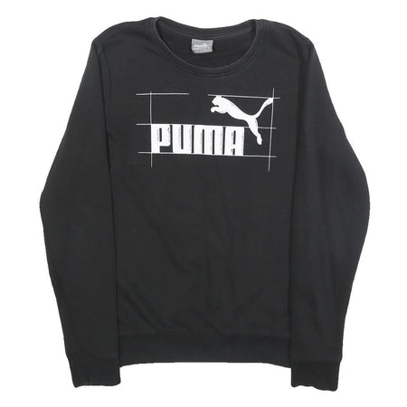 PUMA Womens Black Cotton Blend Crew Neck Sweatshirt UK 12 Casual Pullover