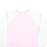 Womens Pink & White Cotton Blend Sweatshirt Crew Neck M Retro Festival Print