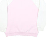 Womens Pink & White Cotton Blend Sweatshirt Crew Neck M Retro Festival Print