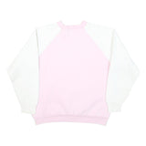 Womens Pink & White Cotton Blend Sweatshirt Crew Neck M Retro Festival Print