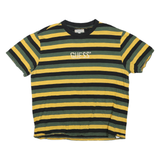 GUESS Mens Yellow & Green Striped Modern T-Shirt XL Short Sleeve Crew Neck