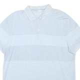 CALVIN KLEIN Mens Blue & White Striped Short Sleeve Polo Shirt L Cotton Blend