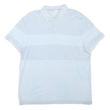 CALVIN KLEIN Mens Blue & White Striped Short Sleeve Polo Shirt L Cotton Blend