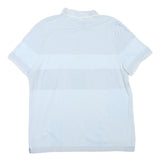 CALVIN KLEIN Mens Blue & White Striped Short Sleeve Polo Shirt L Cotton Blend