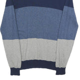 BEN SHERMAN Mens Blue & Grey Colourblock Patterned Wool Blend Jumper Crew Neck M
