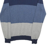 BEN SHERMAN Mens Blue & Grey Colourblock Patterned Wool Blend Jumper Crew Neck M