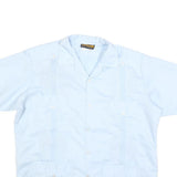 MAYALAND Mens Blue Short Sleeve Shirt L Lightweight Classic Guayabera Style