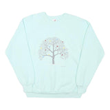 JERZEES Mens Blue Crew Neck L Sweatshirt Cotton Blend Pullover Tree Graphic