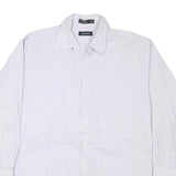 NAUTICA Mens White & Blue Checked Shirt L Cotton Blend Classic Fit Long Sleeve
