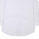 NAUTICA Mens White & Blue Checked Shirt L Cotton Blend Classic Fit Long Sleeve
