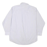 NAUTICA Mens White & Blue Checked Shirt L Cotton Blend Classic Fit Long Sleeve