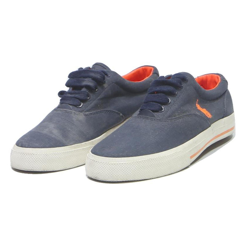 POLO RALPH LAUREN Mens Low Top Trainers Canvas Navy & Orange UK 8 Casual Stylish