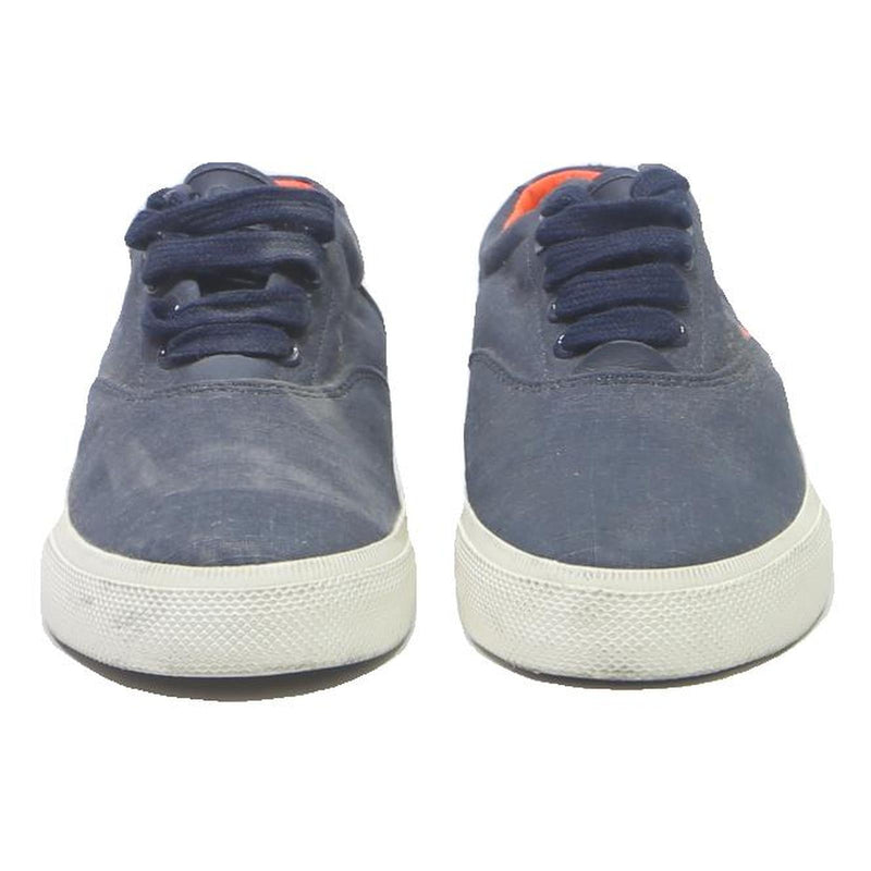 POLO RALPH LAUREN Mens Low Top Trainers Canvas Navy & Orange UK 8 Casual Stylish