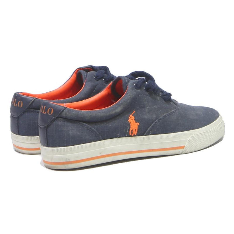 POLO RALPH LAUREN Mens Low Top Trainers Canvas Navy & Orange UK 8 Casual Stylish