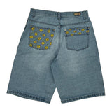 Hip Hop Old Skool Denim Shorts - 34W 12L Light Wash Cotton