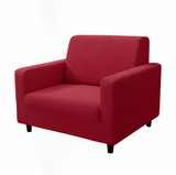 Anyhouz 1 Seater Sofa Cover Plain Rose Red Style and Protection For Living Room Sofa Chair Elastic Stretchable Slipcover