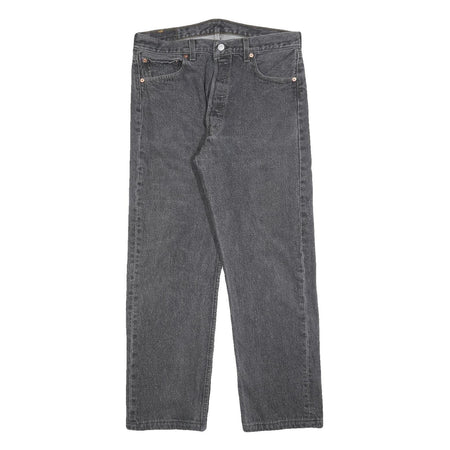 LEVI'S 501 Mens Jeans Black Regular Straight Denim Raw W34 L28 Button Closure
