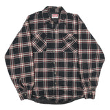 WRANGLER Mens Black & Burgundy Check Jacket L Cotton Blend Button Closure