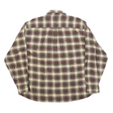 LL BEAN Mens Beige & Maroon Check Shirt XL Cotton Blend Button-Down Casual