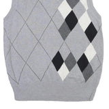 APT 9 Womens Grey & Black Argyle Cotton Blend Patterned V-Neck Jumper S