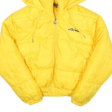 ELLESSE Womens Yellow Hooded Puffer Jacket UK 10 Polyester Blend Zip Logo