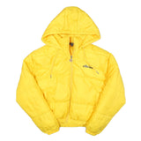 ELLESSE Womens Yellow Hooded Puffer Jacket UK 10 Polyester Blend Zip Logo
