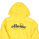 ELLESSE Womens Yellow Hooded Puffer Jacket UK 10 Polyester Blend Zip Logo