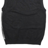 PAUL JONES Mens Black & Grey Patterned V Neck Jumper Basic Knit S Cotton Blend