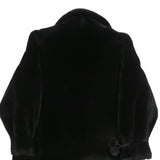 ANN D'ANVILLE Womens Black Faux Fur Button Jacket L Polyester Blend Soft Plush