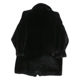ANN D'ANVILLE Womens Black Faux Fur Button Jacket L Polyester Blend Soft Plush