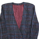 SPOTLIGHT Womens Blue & Brown Long Sleeve Button Cotton Blend Jacket L Check