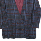 SPOTLIGHT Womens Blue & Brown Long Sleeve Button Cotton Blend Jacket L Check