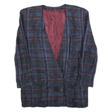 SPOTLIGHT Womens Blue & Brown Long Sleeve Button Cotton Blend Jacket L Check