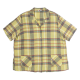 PARK LANE Womens Yellow & Grey Check Shirt Short Sleeve Collared M Lightweight