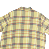 PARK LANE Womens Yellow & Grey Check Shirt Short Sleeve Collared M Lightweight