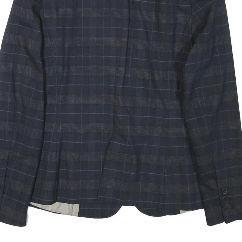 ZARA BASIC Womens Blue Check Blazer M Polyester Blend Button Closure Tailored