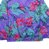 JOAN WALTERS Womens Purple & Red Floral Button Jacket M Polyester Reversible